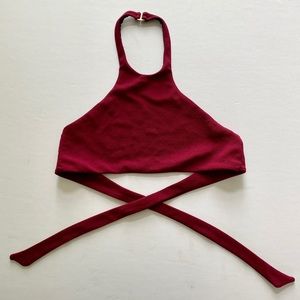 Beach Riot High Neck Halter Mesa Top Red